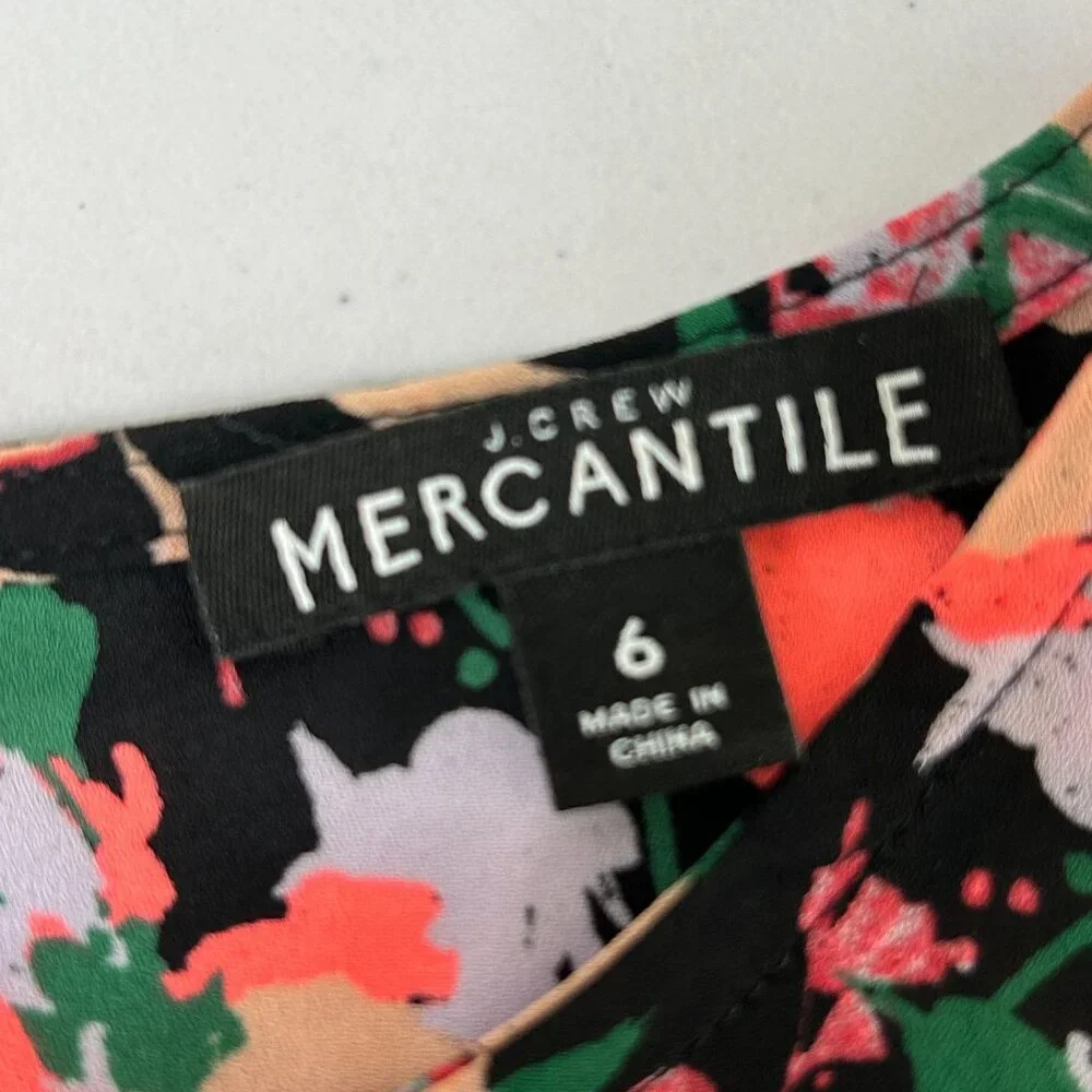 J Crew Mercantile Knee Length‎ Dress Size 6 Neon Floral Sleeveless Lined J4518